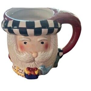 Sakura Santa Mug Hand Painted DEBBIE MUMM Coffee Chocolate Christmas Holiday